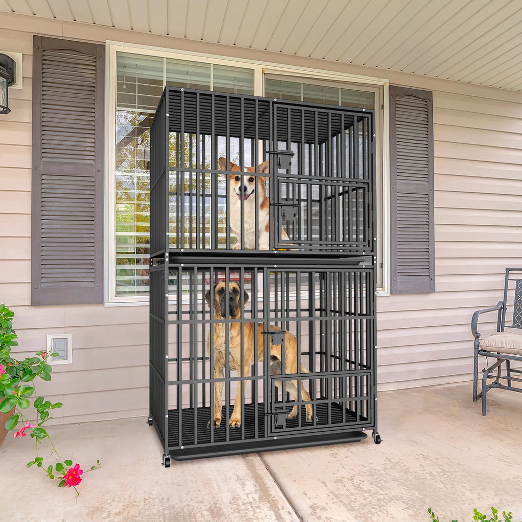 Cage Chien XL empilable Double-Level-Roulettes