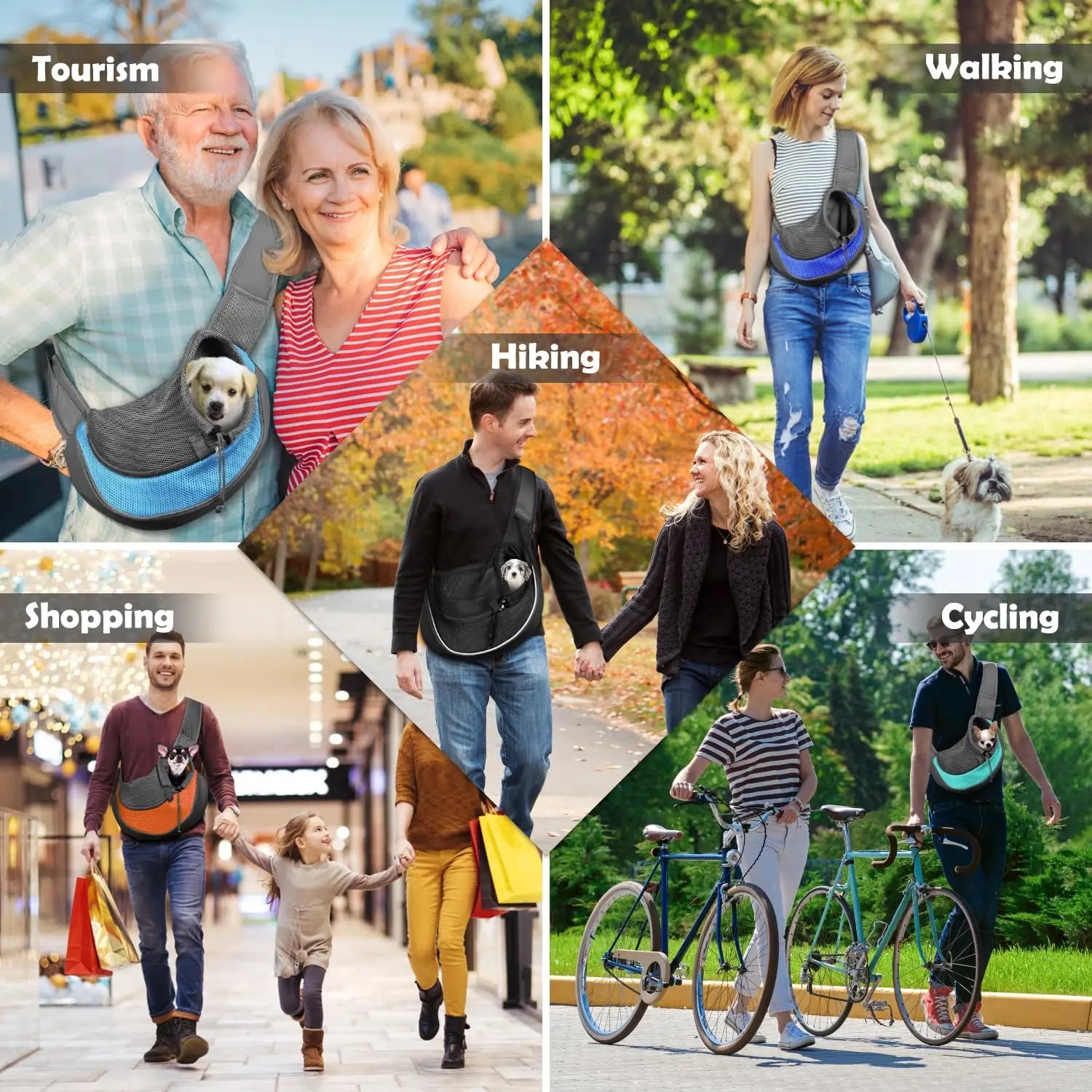 Sac bandoulière transport animal maille Oxford S–L 