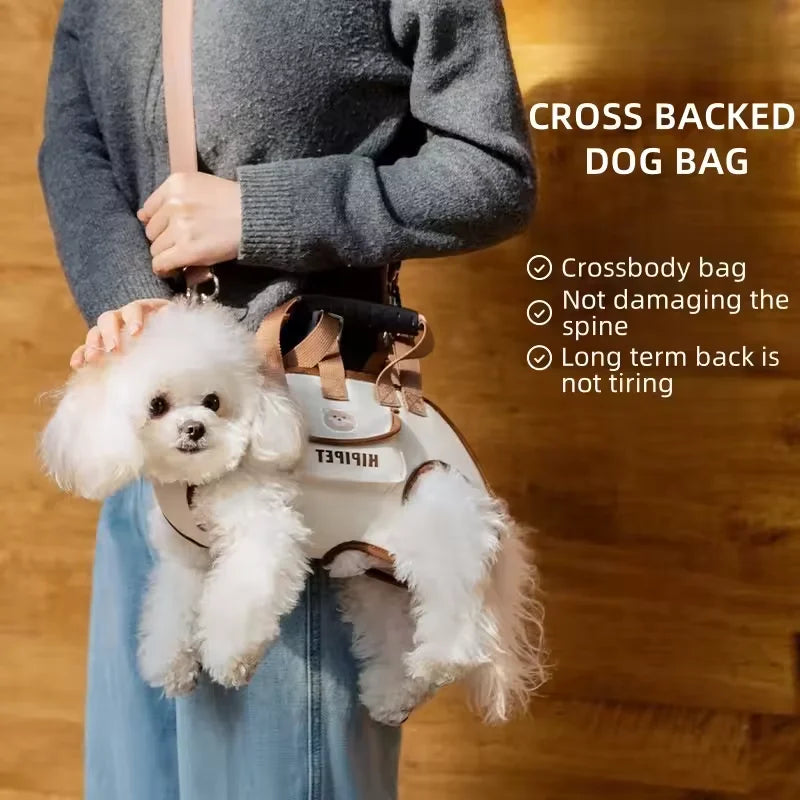 Adjustable outdoor pet carrier bag with harness clip 