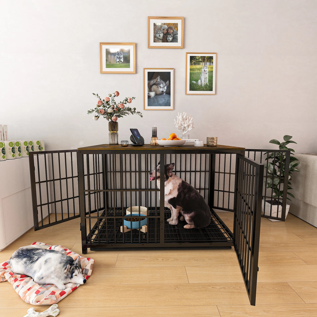 Cage chien meuble bois XL Tisch d'appoint 3 Türen