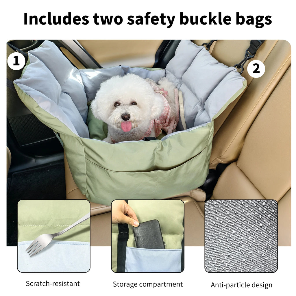 Secure car seat for dogs ≤10 kg with travel bag 