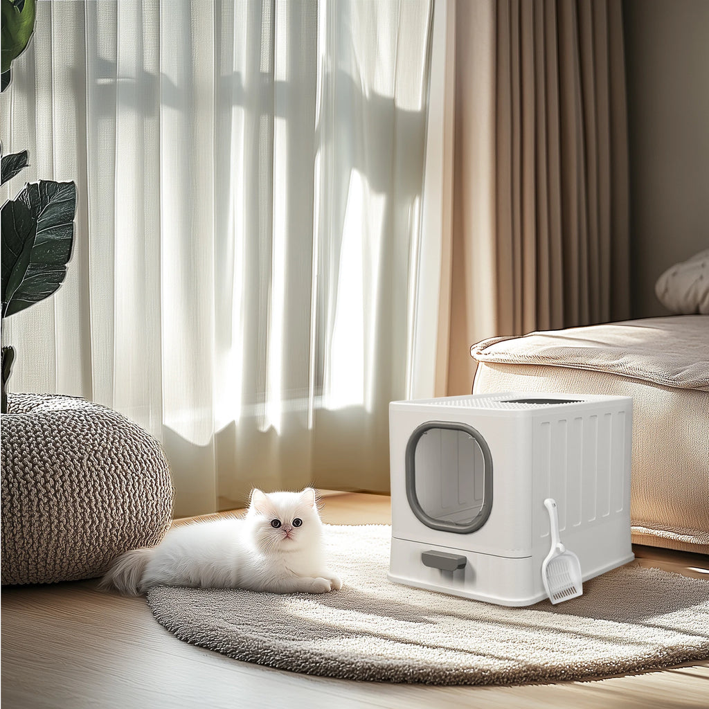 Katzentoilette XL mit hoher geschlossener Eingangsöffnung, spritzwassergeschützt