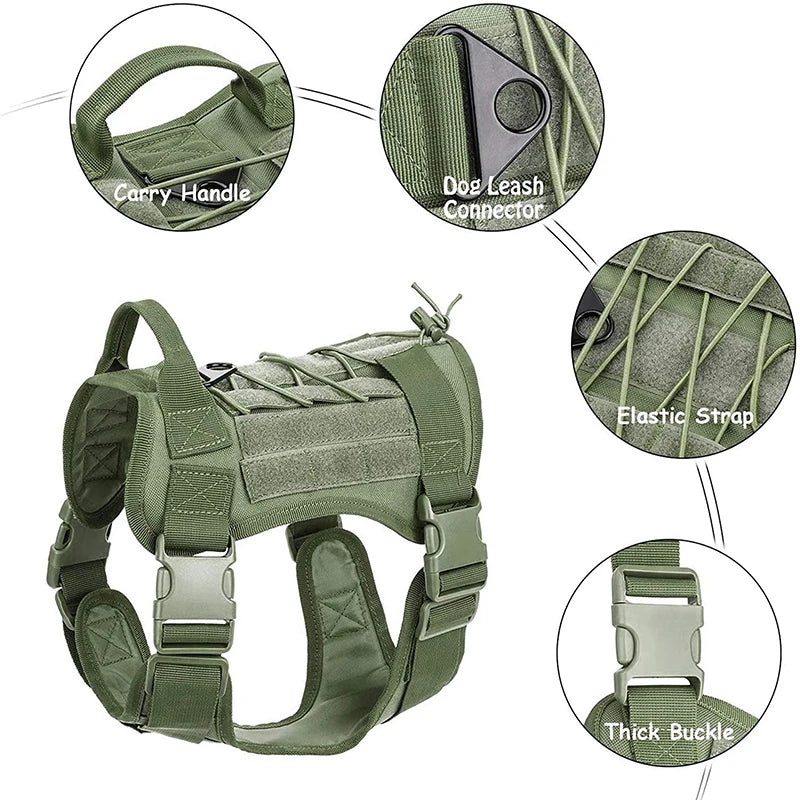 K9 Military Quick Release Tactical Dog Harness