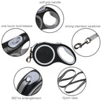 Heavy-duty retractable nylon dog leash for large dogs 