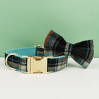 Luxury checkered dog collar with engraving