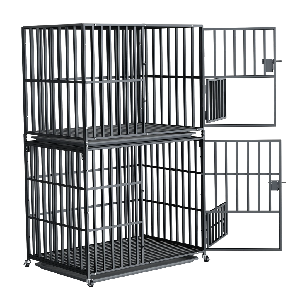 Cage Chien XL empilable Double-Level-Roulettes