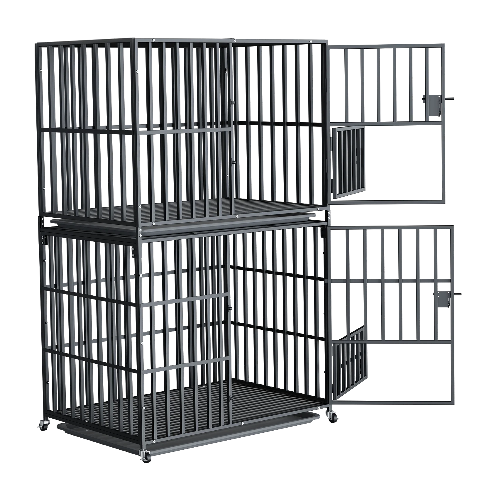 Cage Chien XL empilable Double-Level-Roulettes