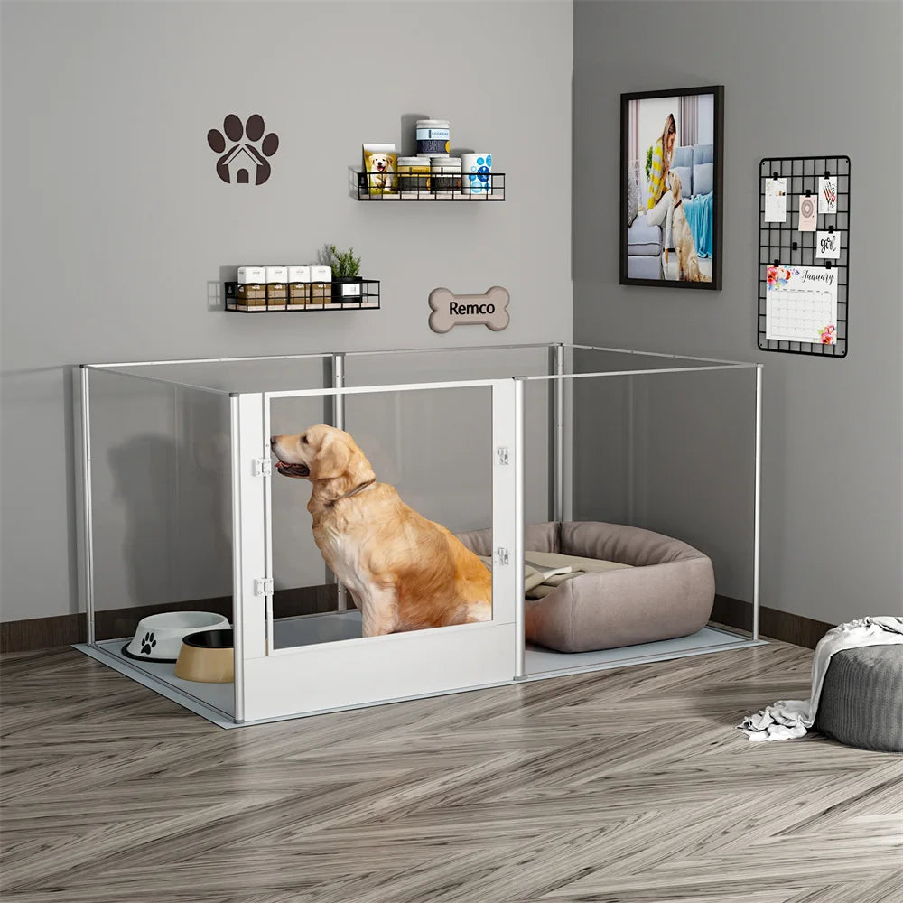 Waterproof transparent acrylic dog playpen for whelping/pregnancy