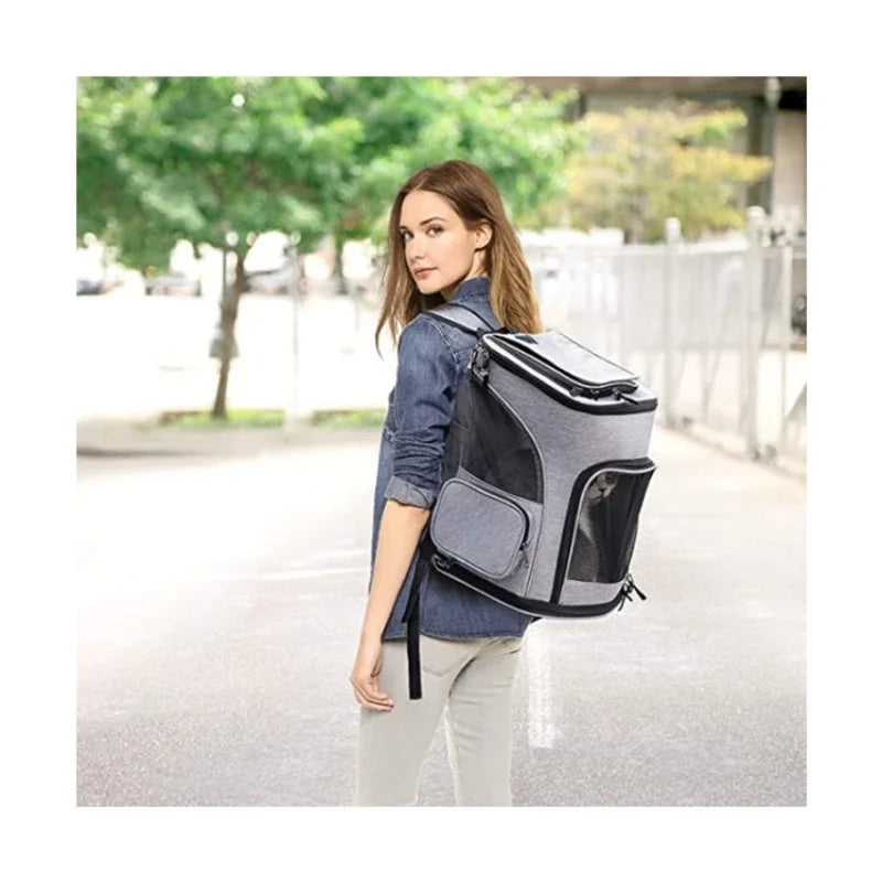 Sac à dos transport animal respirant extensible