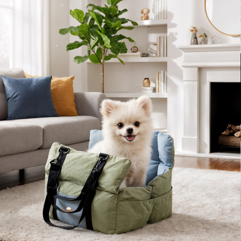 Secure car seat for dogs ≤10 kg with travel bag 