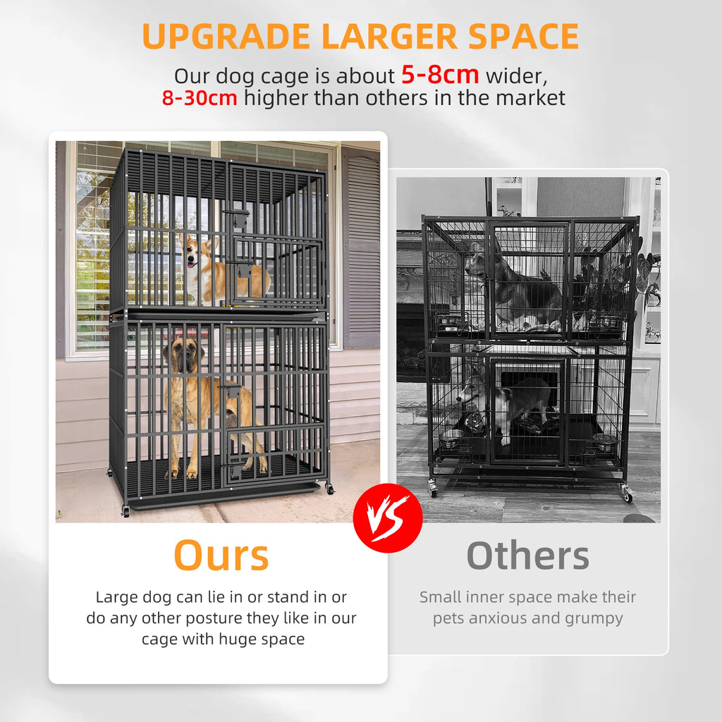 Cage Chien XL empilable Double-Level-Roulettes