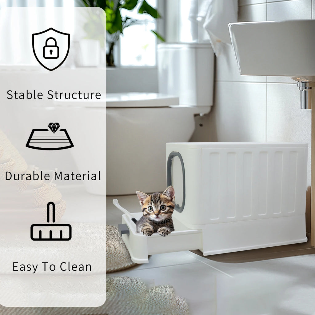 Katzentoilette XL mit hoher geschlossener Eingangsöffnung, spritzwassergeschützt