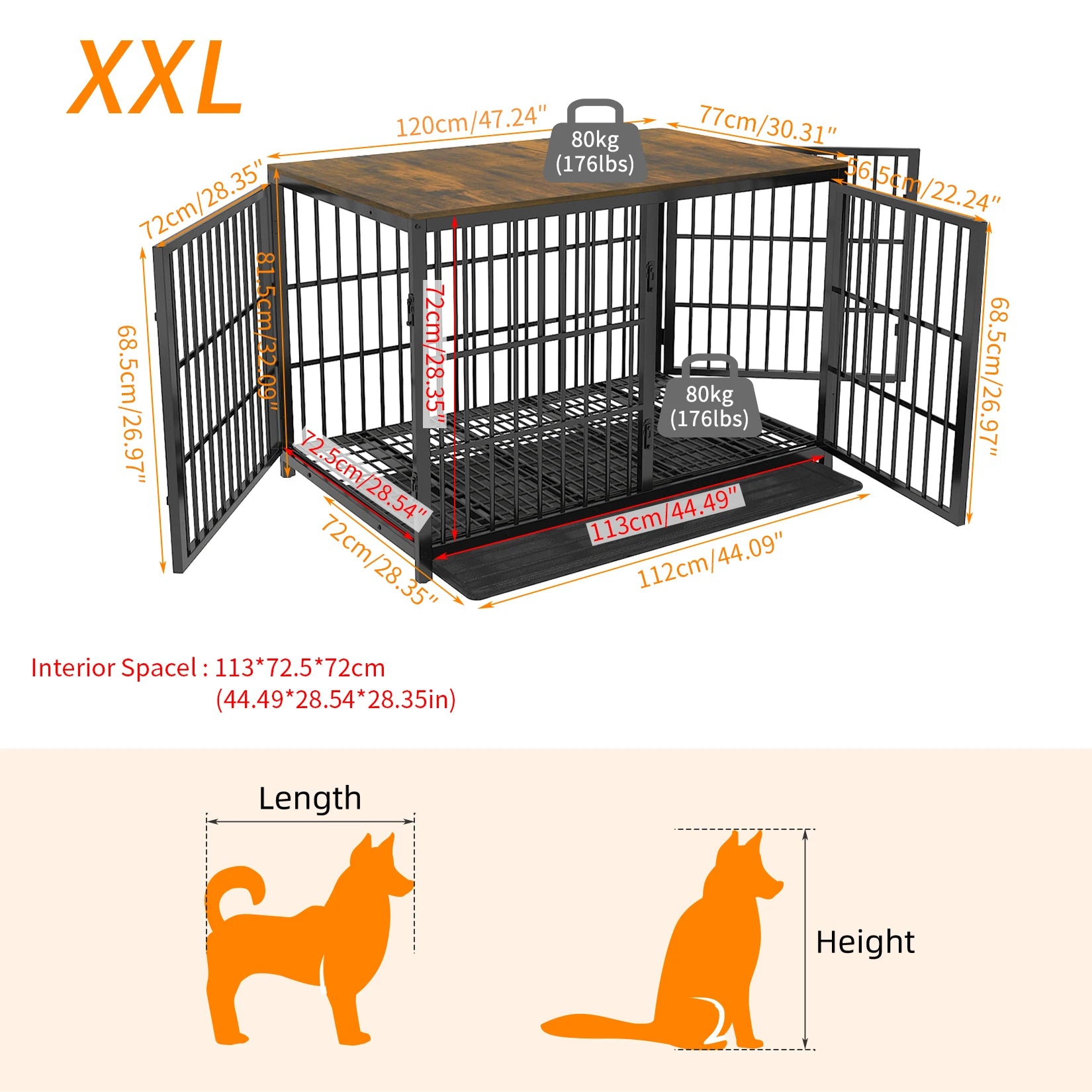 Cage chien meuble bois XL Tisch d'appoint 3 Türen