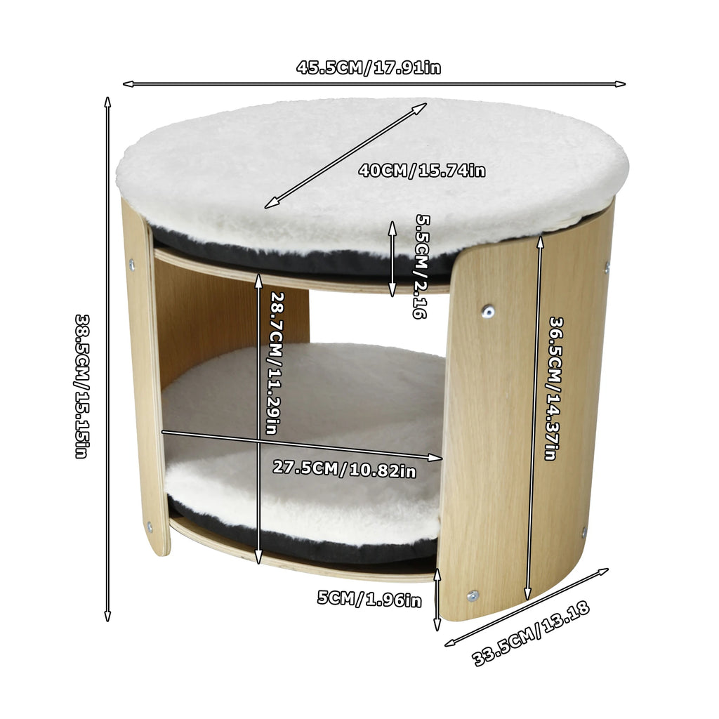 2-level washable bamboo elevated cat bed