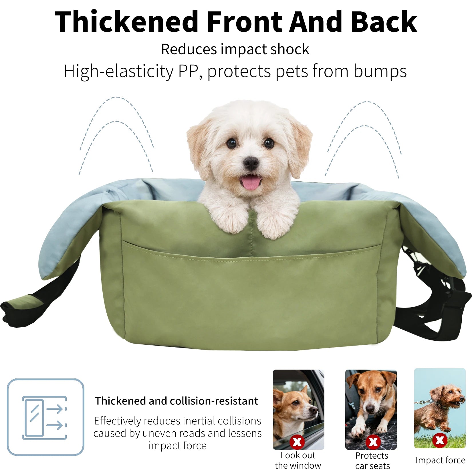 Secure car seat for dogs ≤10 kg with travel bag 