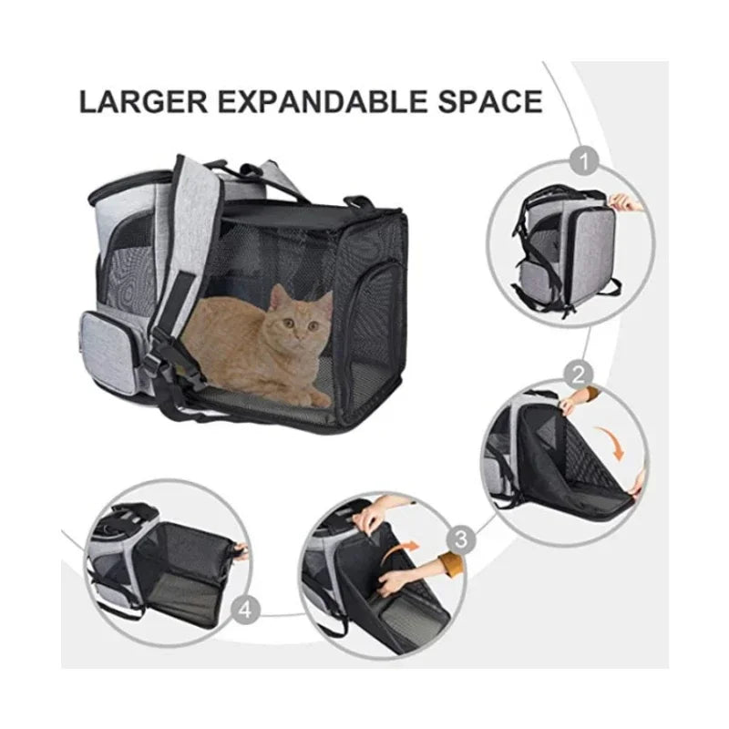 Sac à dos transport animal respirant extensible