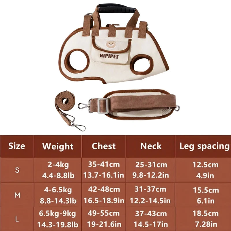 Adjustable outdoor pet carrier bag with harness clip 