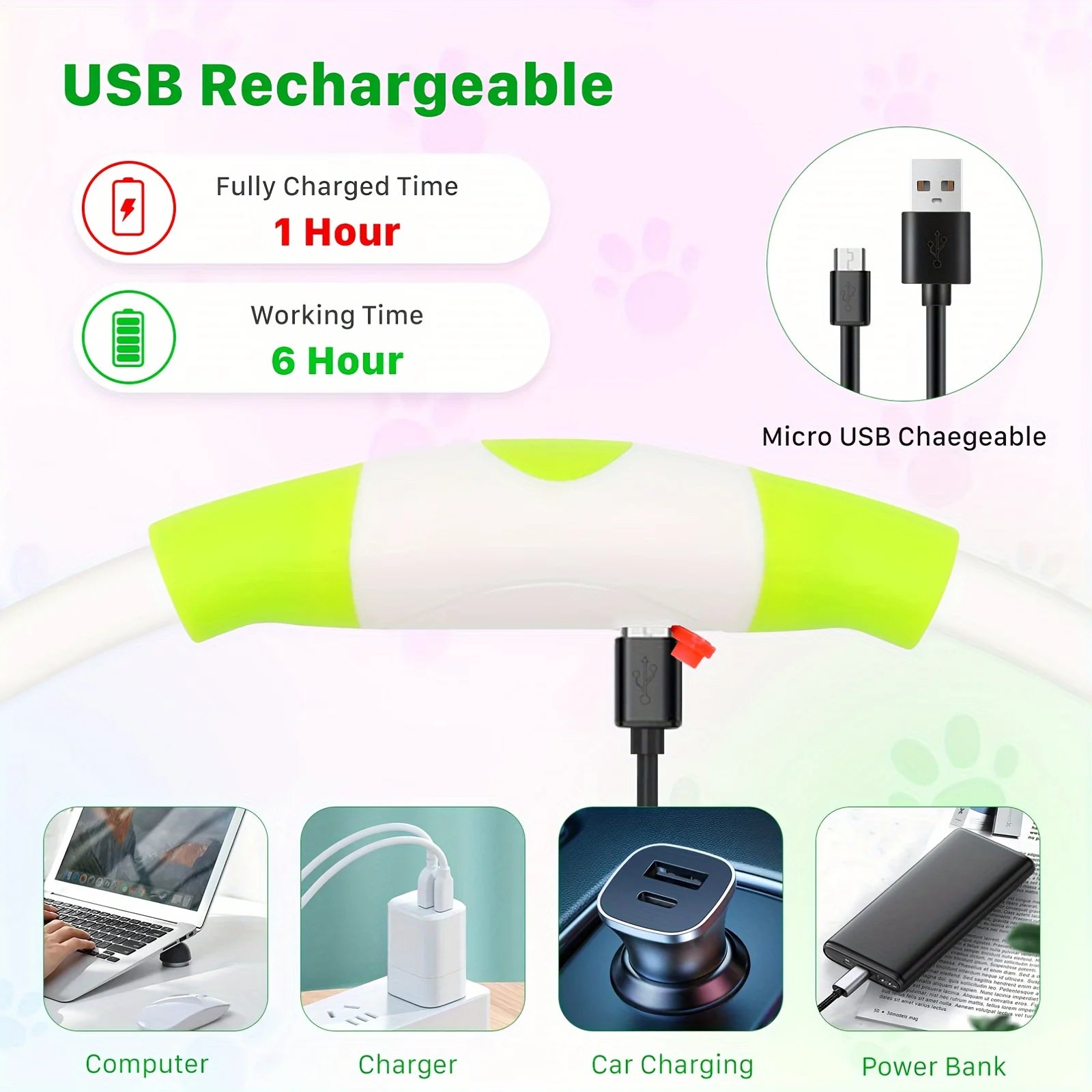 Collier LED-Hunde-USB-Leuchte, wiederaufladbare Nacht 